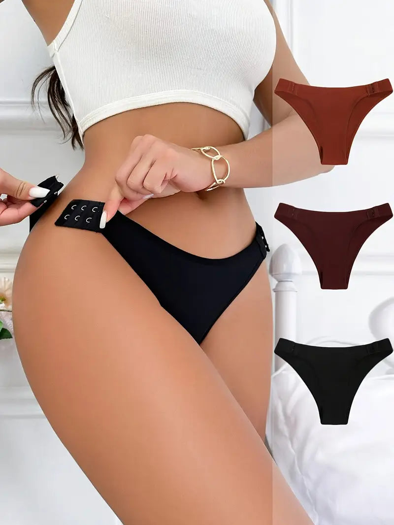 3pcs Women's Adjustable Snap-Fit Soft Comfortable Hipster High-Waisted Underwear