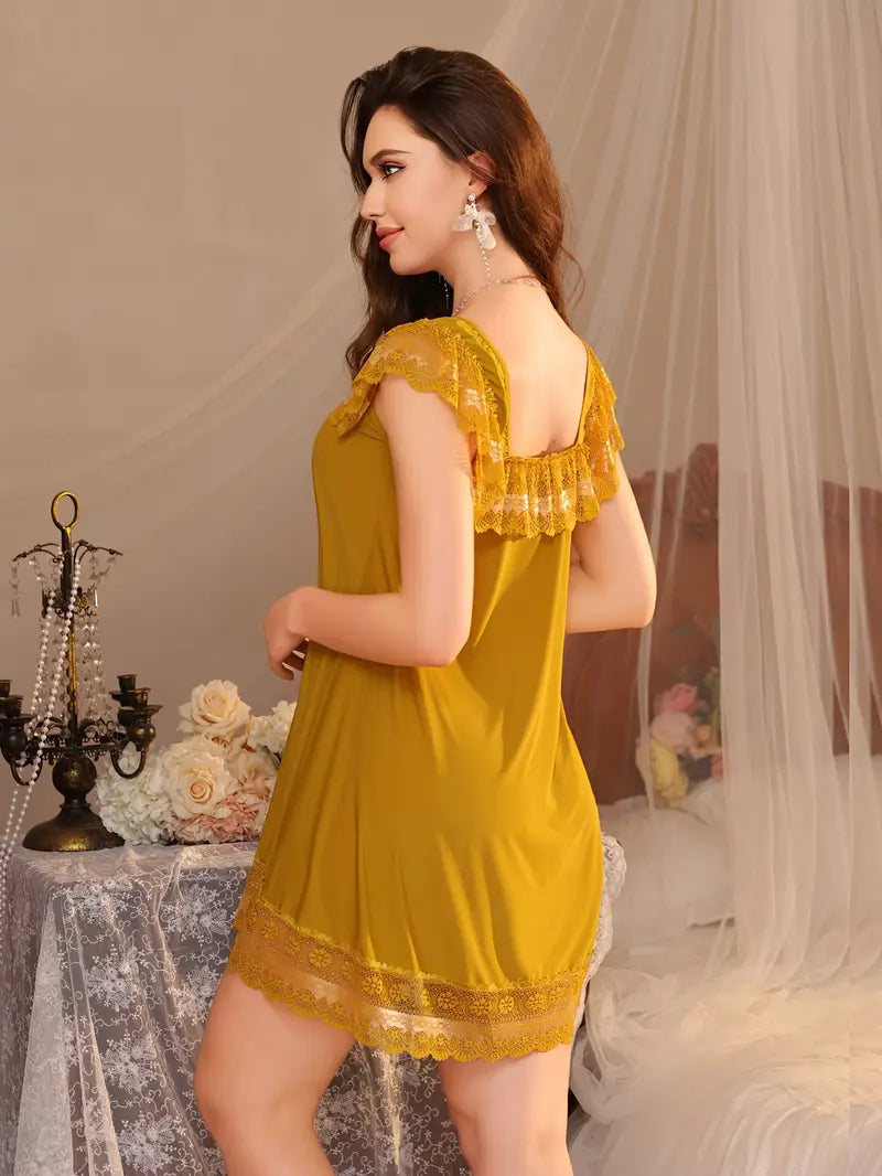 Women's Loose Fit Spliced Camisole Nightgown Dress